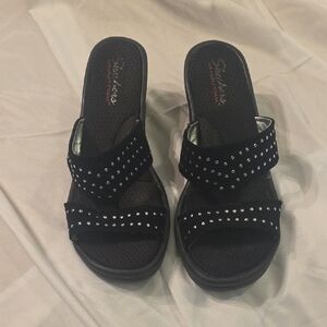 Skechers Black Wedges with Silver Studs